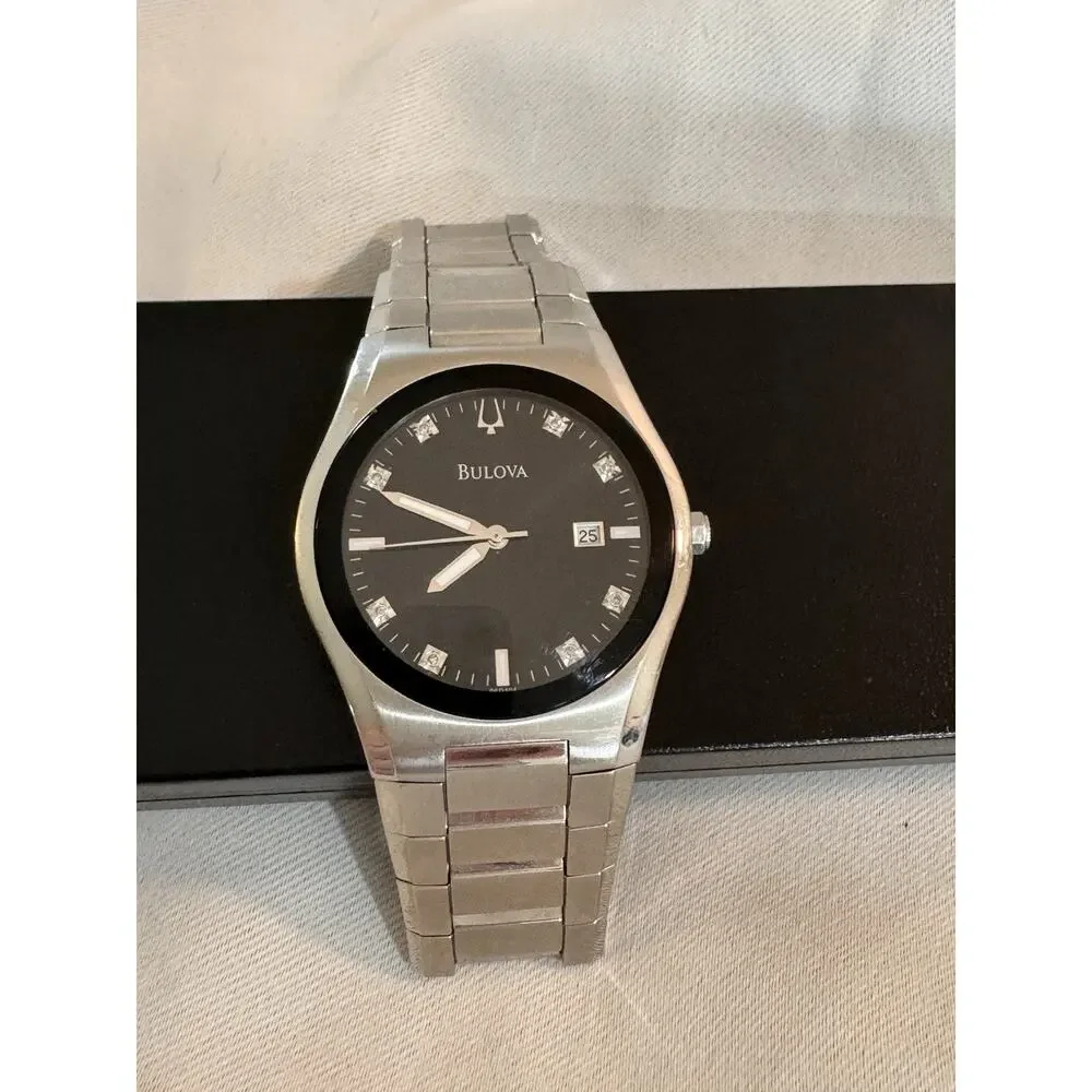 Bulova Mens Diamond Collection Watch Dial/Date -New Battery